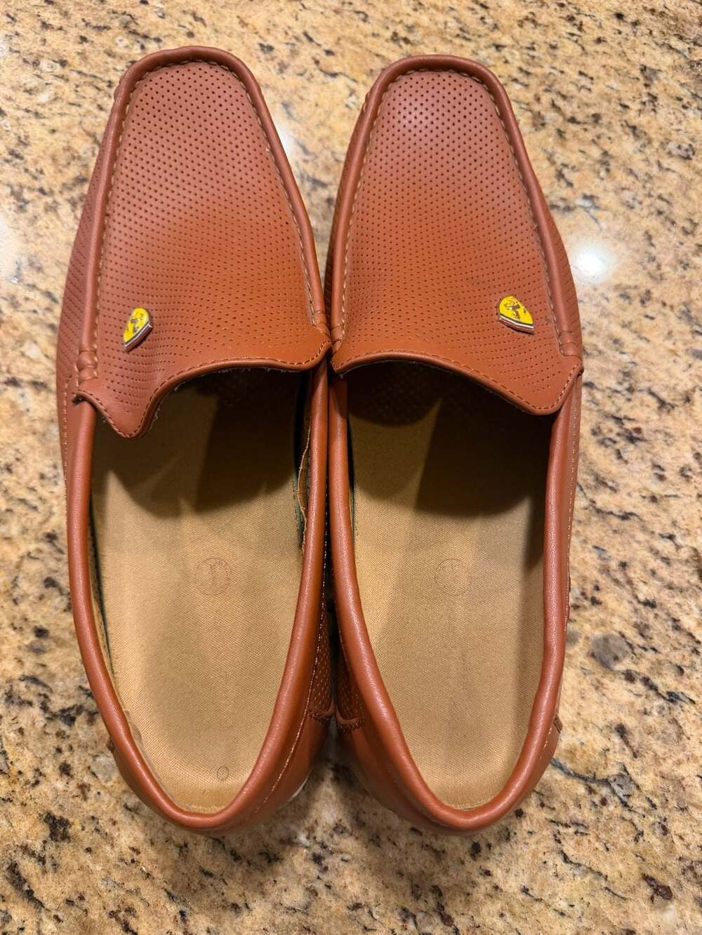 Men's Bush Driving Loafers Moccasins Shoes with Ferrari logo and flag